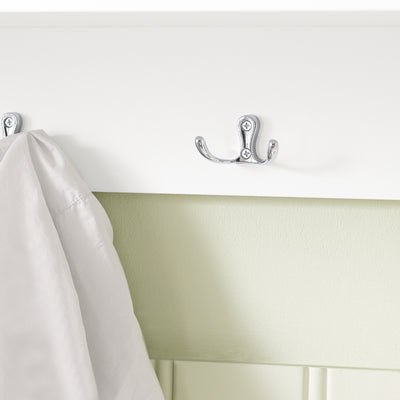 sobuyes.shopG282-W Porte-Manteau Mural avec 5 Crochets et 3 Paniers, pour Entrée et Couloir, Design Fonctionnel, Usage Quotidien – L100×P20×H30 cm, Bois, Blanc