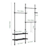 sobuyes.shopG34-II-SCH Dressing télescopique sans perçage 124–226 cm avec tringles et étagères – Penderie ouverte noire