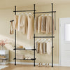 sobuyes.shopG34-II-SCH Dressing télescopique sans perçage 124–226 cm avec tringles et étagères – Penderie ouverte noire