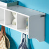 sobuyes.shopG48-L-W Portemanteau Étagère Murale Porte-Manteau Salle de Bain Meuble d’Entrée avec 4 Compartiments de Rangement Et 5 Crochets Blanc