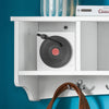 sobuyes.shopG48-L-W Portemanteau Étagère Murale Porte-Manteau Salle de Bain Meuble d’Entrée avec 4 Compartiments de Rangement Et 5 Crochets Blanc
