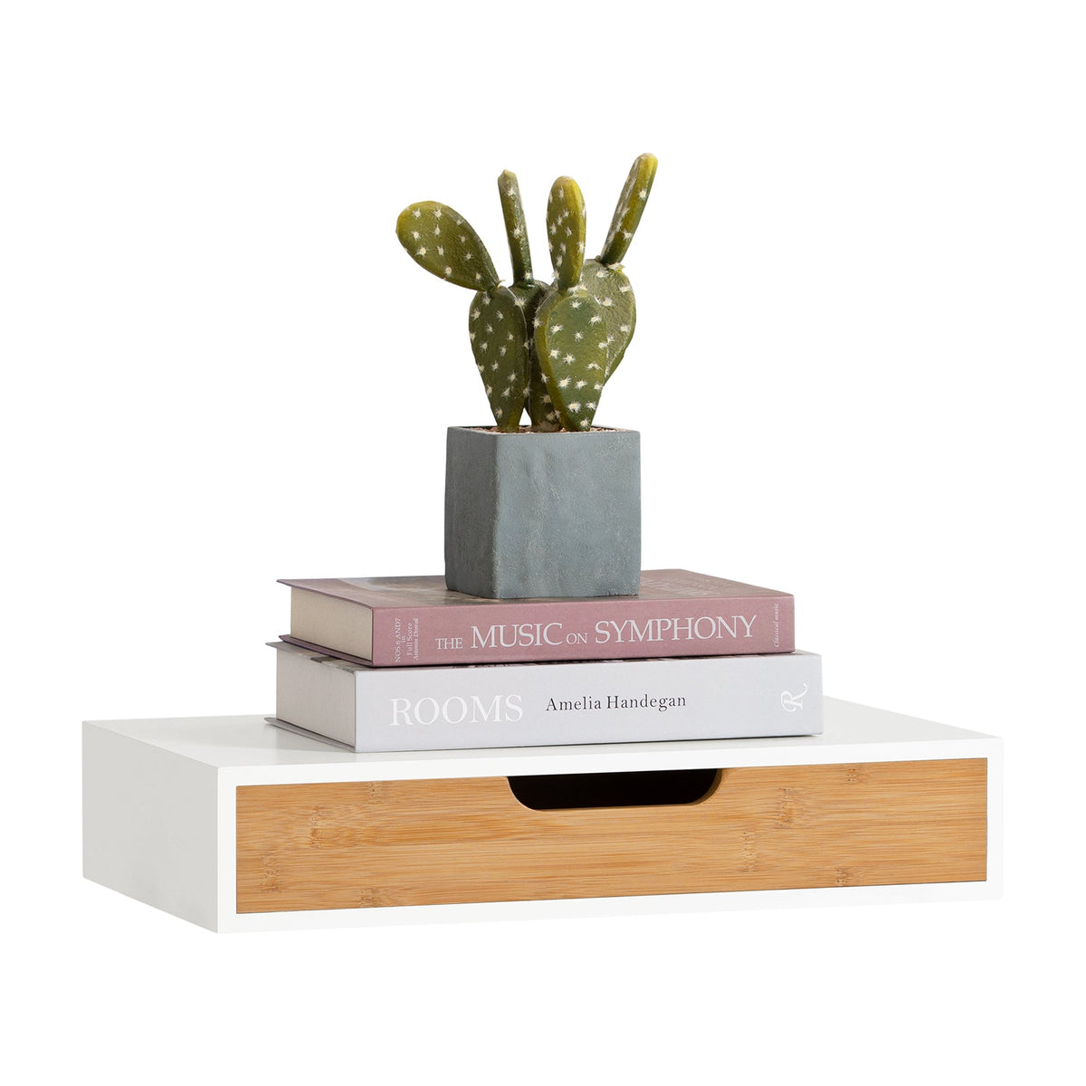 sobuyes.shopG92-WN Étagère murale avec tiroir en bois et bambou, Armoire à clés