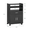 SoBuy FSB09-SCH Chariot de Cuisine sur Roulettes – Plan de Travail Extensible, 2 Étagères, Tiroir, Placard, 59×40×92 cm, Noir