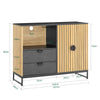 SoBuy FSB103-N Buffet Cuisine avec Niche Micro-Ondes et Étagère Réglable – L107 × P40 × H85 cm, Chêne / Noir