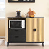 SoBuy FSB103-N Buffet Cuisine avec Niche Micro-Ondes et Étagère Réglable – L107 × P40 × H85 cm, Chêne / Noir