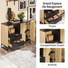 SoBuy FSB103-N Buffet Cuisine avec Niche Micro-Ondes et Étagère Réglable – L107 × P40 × H85 cm, Chêne / Noir