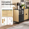 SoBuy FSB103-N Buffet Cuisine avec Niche Micro-Ondes et Étagère Réglable – L107 × P40 × H85 cm, Chêne / Noir