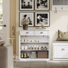 SoBuy FSB104-W Armoire à Chaussures avec Tiroirs et Étagères Réglables, Meuble d'Entrée – 80x35x82 cm, Blanc