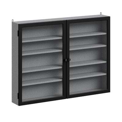 SoBuy FSB113-DG Vitrine Murale Suspendue avec Portes en Verre – Étagère Murale 5 Compartiments pour Collection, Finition Mélaminée Gris – 80×12,2×60 cm, Charge 10 kg