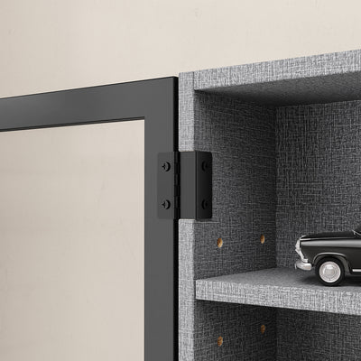 SoBuy FSB113-DG Vitrine Murale Suspendue avec Portes en Verre – Étagère Murale 5 Compartiments pour Collection, Finition Mélaminée Gris – 80×12,2×60 cm, Charge 10 kg