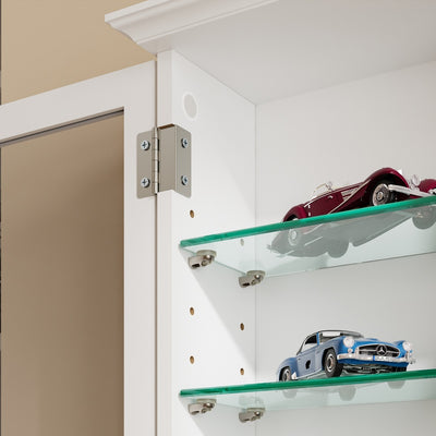 SoBuy FSB114-E-W Armoire Murale Suspendue Blanche 2 Portes Vitrées – Meuble de Rangement Peu Profond avec Éclairage LED pour Salle de Bain, Cuisine et Salon – 68×13,5×68,5 cm, Charge 18 kg