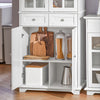 SoBuy FSB76-W Buffet Haut avec 2 Portes Vitrées, 2 Portes et 2 Tiroirs – L75×P40×H175 cm, Charge 100 kg, MDF E1, Blanc