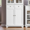 SoBuy FSB76-W Buffet Haut avec 2 Portes Vitrées, 2 Portes et 2 Tiroirs – L75×P40×H175 cm, Charge 100 kg, MDF E1, Blanc