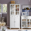 SoBuy FSB76-W Buffet Haut avec 2 Portes Vitrées, 2 Portes et 2 Tiroirs – L75×P40×H175 cm, Charge 100 kg, MDF E1, Blanc