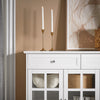 SoBuy FSB77-W Buffet Cuisine avec 3 Portes Vitrées et 2 Tiroirs, pour Cuisine et Salle à Manger, Rangement Optimisé, Design Fonctionnel – L119×P40×H90 cm, Blanc