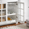 SoBuy FSB77-W Buffet Cuisine avec 3 Portes Vitrées et 2 Tiroirs, pour Cuisine et Salle à Manger, Rangement Optimisé, Design Fonctionnel – L119×P40×H90 cm, Blanc