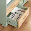 SoBuy FSB81-GR Buffet Cuisine 120cm, Niche Micro-Ondes, Casier 8 Bouteilles, Portes Vitrées, Plan Bois Massif – Vert Sauge
