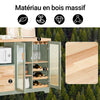 SoBuy FSB81-GR Buffet Cuisine 120cm, Niche Micro-Ondes, Casier 8 Bouteilles, Portes Vitrées, Plan Bois Massif – Vert Sauge