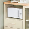 SoBuy FSB81-MI Buffet Cuisine avec Espace Micro-Ondes et Range-Bouteilles, pour Cuisine et Salle à Manger, Rangement Optimisé – L120×P40×H90 cm, Beige
