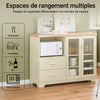 SoBuy FSB81-MI Buffet Cuisine avec Espace Micro-Ondes et Range-Bouteilles, pour Cuisine et Salle à Manger, Rangement Optimisé – L120×P40×H90 cm, Beige