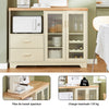 SoBuy FSB81-MI Buffet Cuisine avec Espace Micro-Ondes et Range-Bouteilles, pour Cuisine et Salle à Manger, Rangement Optimisé – L120×P40×H90 cm, Beige