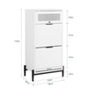 SoBuy FSB95-W Armoire à Chaussures 2 Abattants et 1 Porte en Verre, Meuble d'Entrée Design – 59x40x115 cm, Blanc