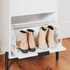 SoBuy FSB95-W Armoire à Chaussures 2 Abattants et 1 Porte en Verre, Meuble d'Entrée Design – 59x40x115 cm, Blanc