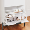SoBuy FSB95-W Armoire à Chaussures 2 Abattants et 1 Porte en Verre, Meuble d'Entrée Design – 59x40x115 cm, Blanc