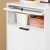 SoBuy FSB95-W Armoire à Chaussures 2 Abattants et 1 Porte en Verre, Meuble d'Entrée Design – 59x40x115 cm, Blanc