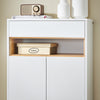 SoBuy FSB97-WN Buffet Bas Blanc et Bambou – 1 Tiroir, 2 Portes, Étagères Réglables, 60×34×85 cm