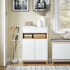 SoBuy FSB97-WN Buffet Bas Blanc et Bambou – 1 Tiroir, 2 Portes, Étagères Réglables, 60×34×85 cm