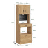 SoBuy FSB98-E-N Buffet de Cuisine – 2 Prises & 2 USB, Lampe LED, Niche Micro-Ondes, 60×40×170 cm