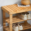 SoBuy FSR02-K-N Banc à Chaussures en Bambou avec Assise et Étagère de Rangement pour Entrée – 50x29x45 cm, Naturel