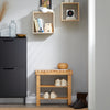 SoBuy FSR02-K-N Banc à Chaussures en Bambou avec Assise et Étagère de Rangement pour Entrée – 50x29x45 cm, Naturel