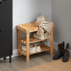 SoBuy FSR02-K-N Banc à Chaussures en Bambou avec Assise et Étagère de Rangement pour Entrée – 50x29x45 cm, Naturel