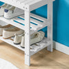 SoBuy FSR02-K-W Banc à Chaussures en Bambou avec Assise et Étagère de Rangement pour Entrée – 50x29x46 cm, Blanc