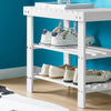 SoBuy FSR02-K-W Banc à Chaussures en Bambou avec Assise et Étagère de Rangement pour Entrée – 50x29x46 cm, Blanc