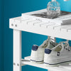 SoBuy FSR02-K-W Banc à Chaussures en Bambou avec Assise et Étagère de Rangement pour Entrée – 50x29x46 cm, Blanc