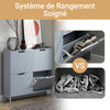 SoBuy FSR100-HG Armoire à Chaussures Ultra-Slim 19 cm – 4 Abattants, 8–12 Paires, Anti-Basculement, Gris, 100×19×91 cm