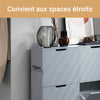 SoBuy FSR100-HG Armoire à Chaussures Ultra-Slim 19 cm – 4 Abattants, 8–12 Paires, Anti-Basculement, Gris, 100×19×91 cm