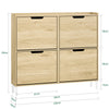 SoBuy FSR100-N Armoire à chaussures ultra-slim 19 cm – 4 abattants, 8 à 12 paires, anti-basculement, Naturel, 100×19×91 cm