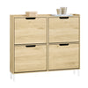 SoBuy FSR100-N Armoire à chaussures ultra-slim 19 cm – 4 abattants, 8 à 12 paires, anti-basculement, Naturel, 100×19×91 cm