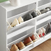 SoBuy FSR100-W Armoire à Chaussures Slim 19 cm – 4 Abattants, 8 à 12 Paires, Anti-Basculement, Blanc
