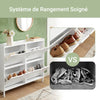 SoBuy FSR100-W Armoire à Chaussures Slim 19 cm – 4 Abattants, 8 à 12 Paires, Anti-Basculement, Blanc
