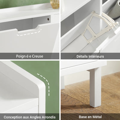 SoBuy FSR100-W Armoire à Chaussures Slim 19 cm – 4 Abattants, 8 à 12 Paires, Anti-Basculement, Blanc