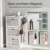SoBuy FSR108-W Armoire à Chaussures 3 Abattants avec 2 Crochets et Porte-Manteau – 55×30×112 cm, 45 kg, MDF + Bambou, Blanc