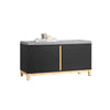 SoBuy FSR117-SCH Banc à Chaussures avec Coussin Rembourré et 2 Portes, Meuble d'Entrée – 90x34x46 cm, Noir