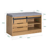 SoBuy FSR120-N Banc à Chaussures avec Porte de Grange Coulissante et Coffre de Rangement pour Entrée – 80x35x48 cm, Naturel