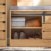 SoBuy FSR120-N Banc à Chaussures avec Porte de Grange Coulissante et Coffre de Rangement pour Entrée – 80x35x48 cm, Naturel