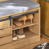 SoBuy FSR120-N Banc à Chaussures avec Porte de Grange Coulissante et Coffre de Rangement pour Entrée – 80x35x48 cm, Naturel